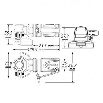 Mini meuleuse d'angle pneumatique 224 Watt 9033M-7 Hazet