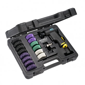 Set ponceuse/brosseuse pneumatique + Accessoires 9033-11/17 Hazet