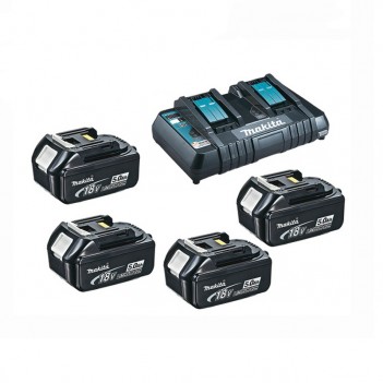 EnergyPack Li-Ion 18V Chargeur double + 4 Accus 5.0 Ah Makita