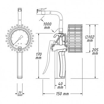 Pistolet de gonflage étalonné 10 bar 9041G-1 Hazet