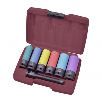 Coffret de douilles impact longues, 1/2", 7 pcs. Kraftwerk