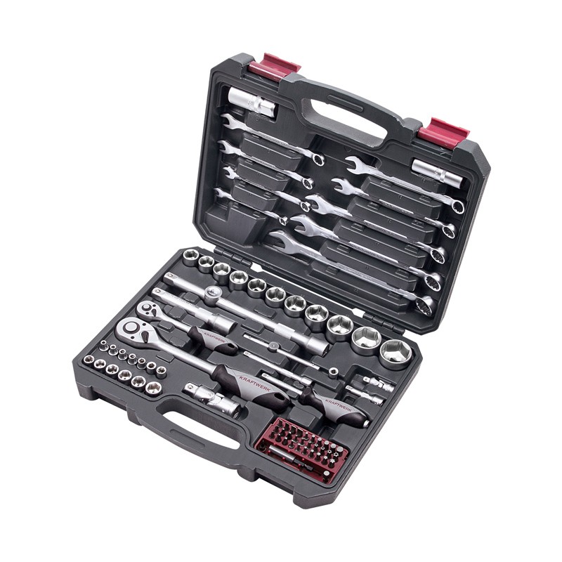 Coffret de douilles, 1/4"+1/2", 80 pcs. Kraftwerk Coffret de douilles, 1/4"+1/2", 80 pcs. Kraftwerk