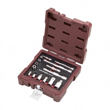 Coffret des accessoires de douilles, 1/4"+3/8"+1/2", 15 pcs. Kraftwerk