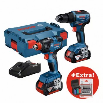 Combi-kit 18V GDX + GSR + 2 GBA 4Ah + GAL + Accessoires Bosch