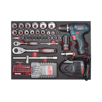 Coffret d'outils Pro-Line avec visseuse BOSCH, 1/4" + 1/2", 264 pcs. Kraftwerk