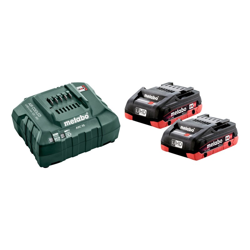 Set mit 2 18V LiHD - 4,0 Ah Batterien mit ASC Ladegerät Metabo