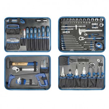 Coffret d'outils en alu 1/4", 1/2" 169-pcs Asphalt