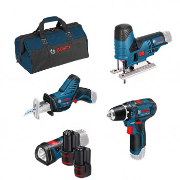 Set mit 4 12 V Maschinen GSR + GSA + GST + GLI + 2 Akkus Bosch