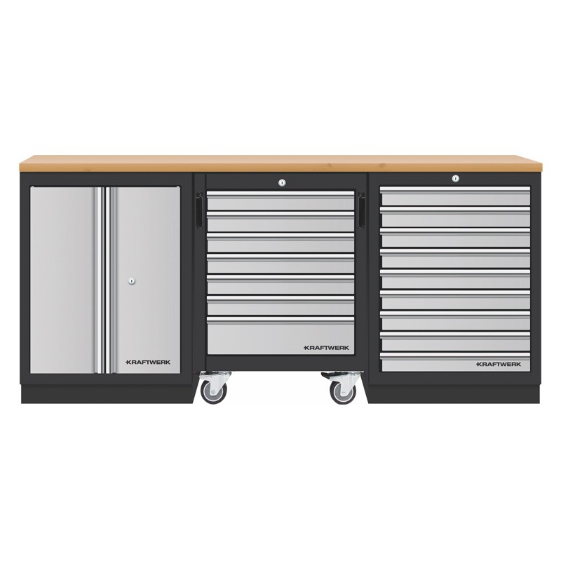 Mobilier d'atelier 3 éléments établi servante intégrée Mobilio 3964K-SR9 Kraftwerk