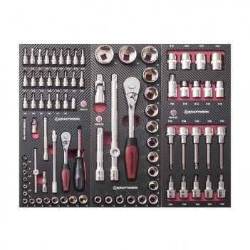 Modul 1/4“ + 1/2“ Steckschlüssel-Satz inklusive TX Auswahl, 87-tlg. Kraftwerk