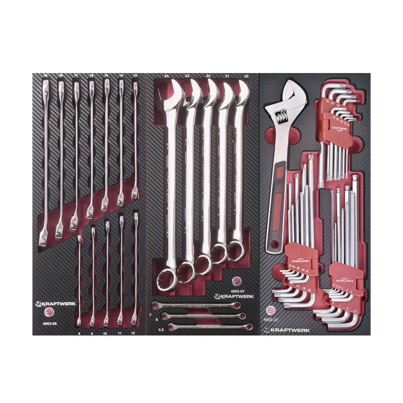 Insert Jeu de clés mixtes avec diverses clés coudées, 49 pcs. Kraftwerk Insert Jeu de clés mixtes avec diverses clés coudées, 49 pcs. Kraftwerk
