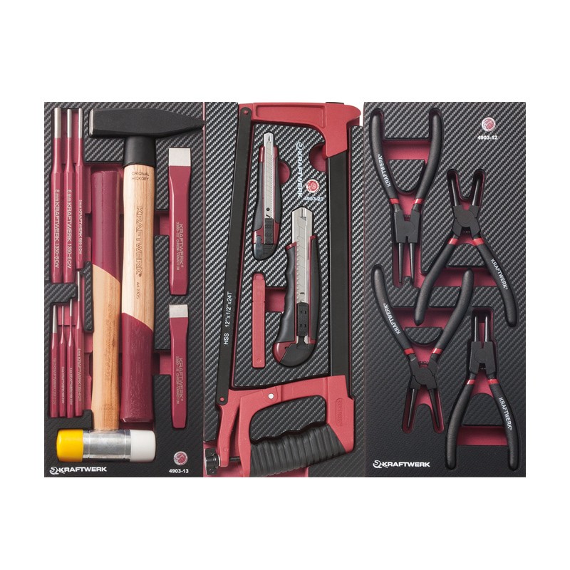 Insert d‘outils de poinçonnage et de coupe + 4 pinces à circlips, 33 pcs. Kraftwerk Insert d‘outils de poinçonnage et de coupe + 4 pinces à circlips, 33 pcs. Kraftwerk