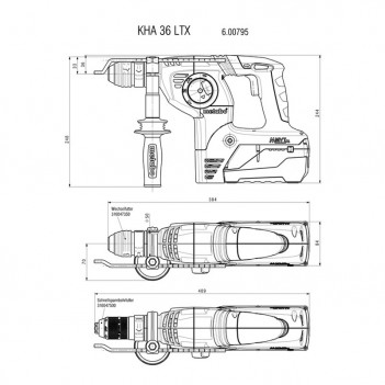 Marteau perforateur 36V KHA 36 LTX (avec ou sans accu) Metabo