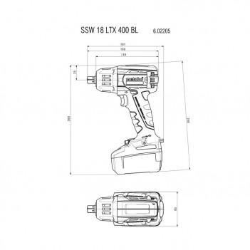 Akku-schlagschrauber 18V 400 Nm SSW 18 LTX 400 BL (mit oder ohne Batterie) Metabo