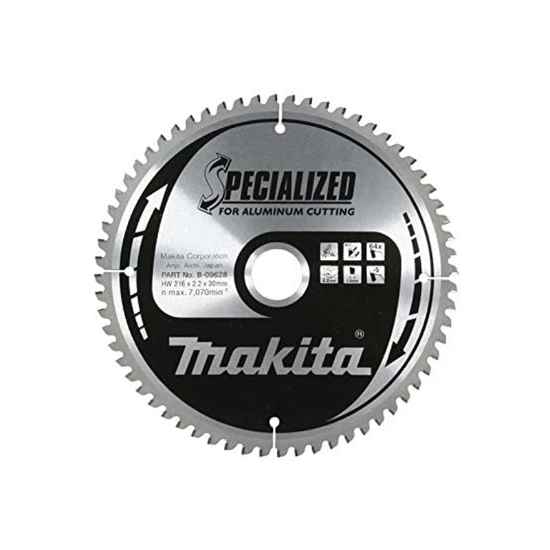 Lame carbure ''Specialized'' pour aluminium 216 mm Makita Lame carbure ''Specialized'' pour aluminium 216 mm Makita