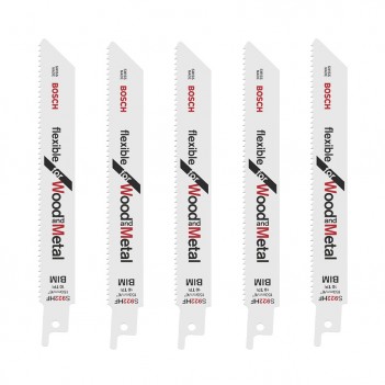 5 lames de scie sabre S 922 HF Flexible for Wood and Metal Bosch