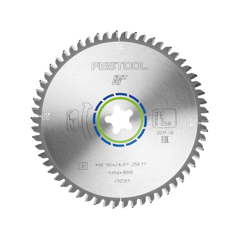 Lame de scie circulaire ALUMINIUM/PLASTICS HW 190x2,6 FF TF58 Festool Lame de scie circulaire ALUMINIUM/PLASTICS HW 190x2,6 FF TF58 Festool