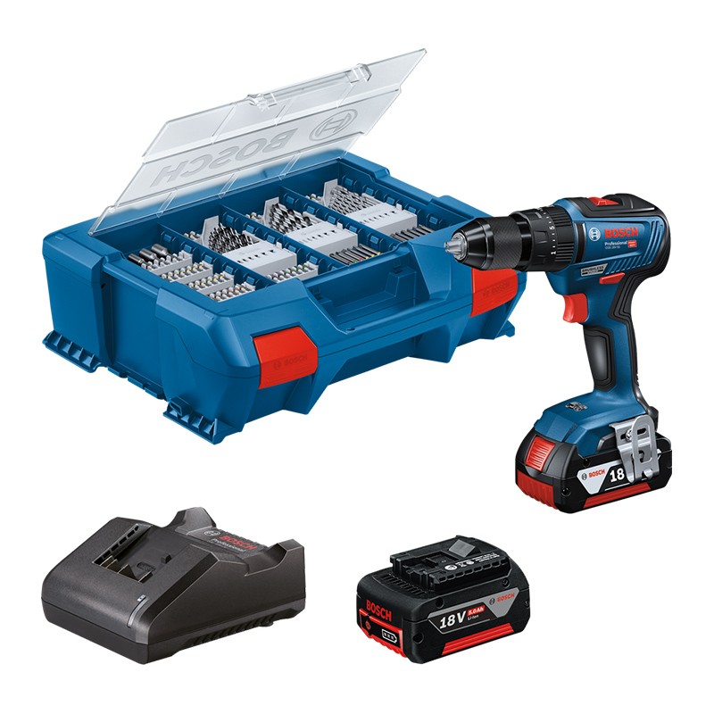 Perceuse à percussion GSB 18V-55 + Accessoires + 2 Accus Bosch Perceuse à percussion GSB 18V-55 + Accessoires + 2 Accus Bosch