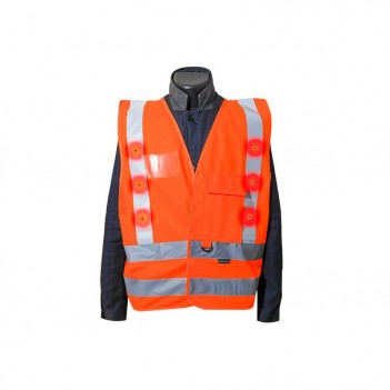 Gilet de sécurité orange K-SAFE avec 14 LED rouges XL Prolutech