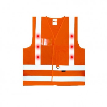 Gilet de sécurité orange K-SAFE avec 14 LED rouges XL Prolutech