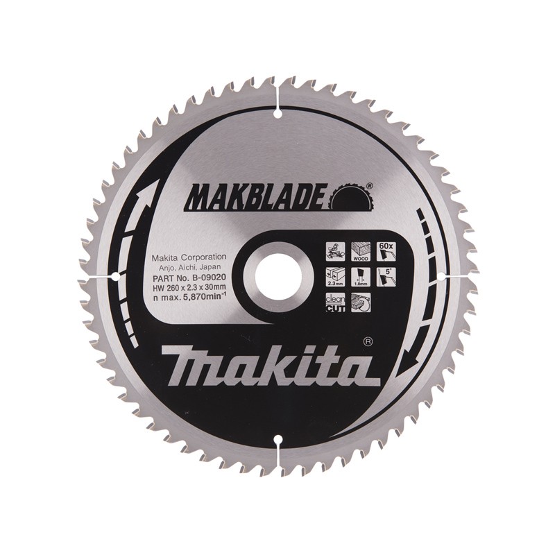 Lame 260/30 60 dents pour scie à onglets B-09020 Makita Lame 260/30 60 dents pour scie à onglets B-09020 Makita