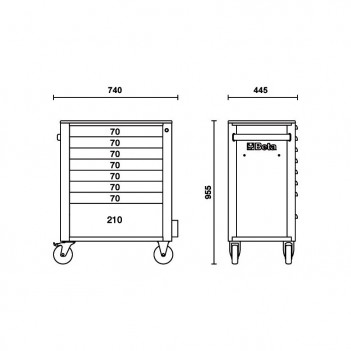 Servante mobile d'atelier 8 tiroirs 398 outils 2400S O8/E-L Beta