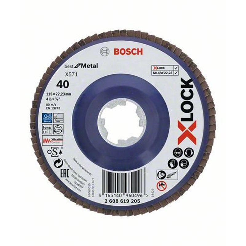 X-LOCK Fächerschleifscheibe X571 Best for Metal Bosch 115mm X-LOCK Fächerschleifscheibe X571 Best for Metal Bosch 115mm