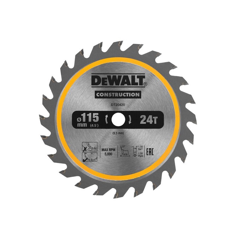 Lame pour scie circulaire construction 115mm DT20420 DeWalt Lame pour scie circulaire construction 115mm DT20420 DeWalt