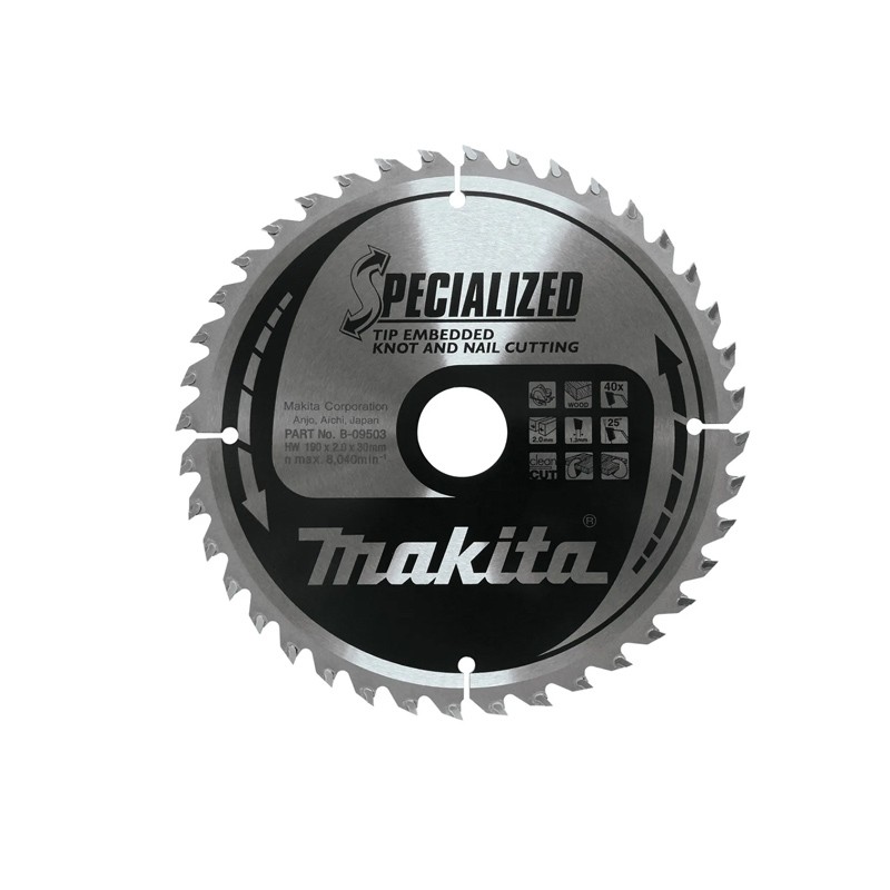 Lame 190/30 40 dents pour scie circulaire B-09503 Makita Lame 190/30 40 dents pour scie circulaire B-09503 Makita