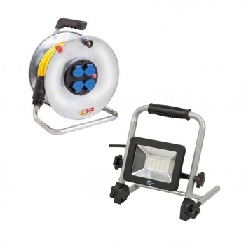 Set Kabeltrommel 33m + Mobiler LED-Projektor Brennenstuhl