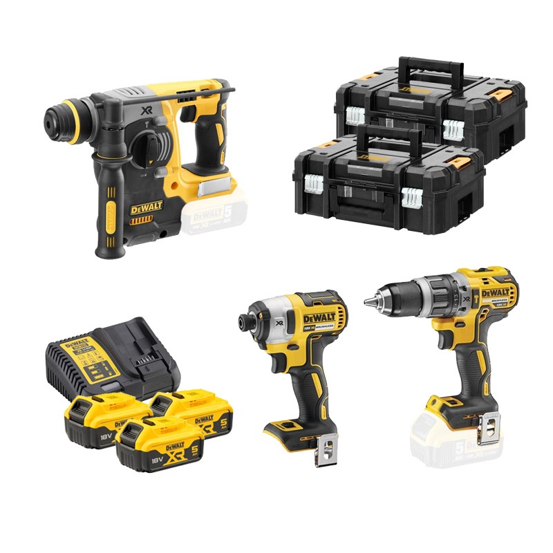 Set de 3 machines 18V + 3 Accus 5.0Ah DCK368P3T DeWalt Set de 3 machines 18V + 3 Accus 5.0Ah DCK368P3T DeWalt