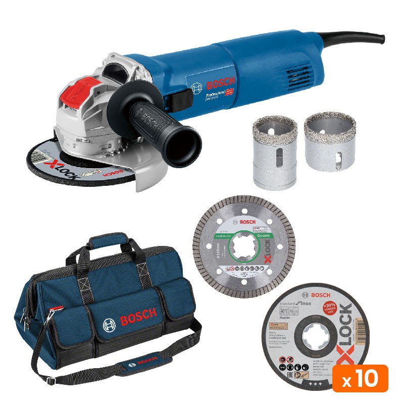Bosch X-Lock Set Winkelschleifer 125mm GWX 10-125 und Zubehör