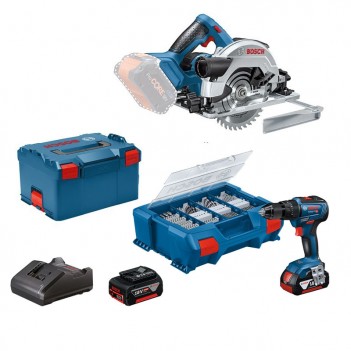 Set Akku-Kreissäge GKS 18V-57 G + Bohrhammer GSB 18V-55 Bosch
