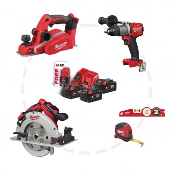 Set 18V de 3 machines Perceuse / Rabot / Scie circulaire Milwaukee
