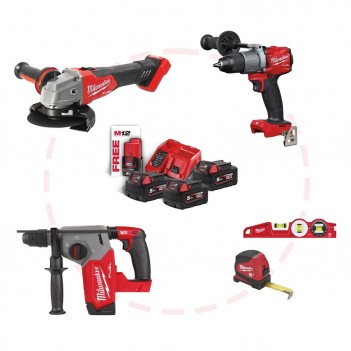 Set 18V de 3 machines Perceuse / Meuleuse / Perforateur Milwaukee