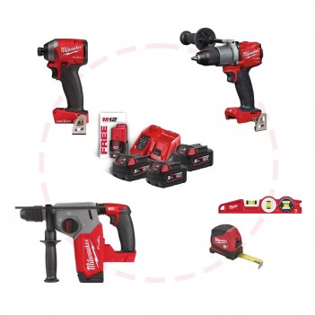 Set 18V de 3 machines Perceuse / Visseuse à choc / Perforateur Milwaukee