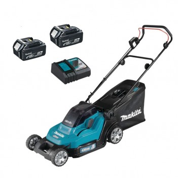 Rasenmäher 43cm 2x18V + 2 Akkus 5.0Ah + Ladegerät Makita DLM432CT1