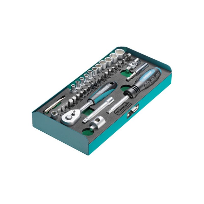 Jeu de clé à douilles 1/4", 42-pcs Technocraft