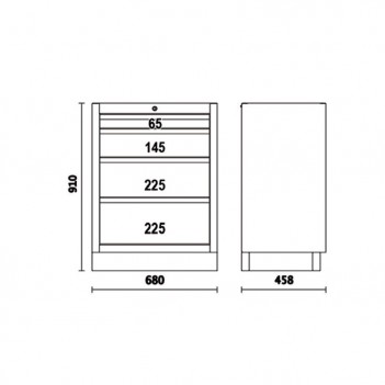 Module fixe avec 4 tiroirs C45PRO 2.0 M4 pour ameublement C45PRO Beta