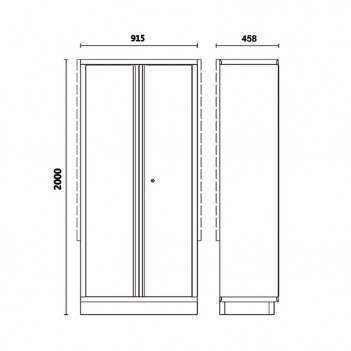 Metallschrank, 2-türig, mit Wandhalterung C45PRO AS2 Beta