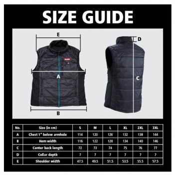 Blouson chauffant MAKITA DCV200Z 14,4/18V Li-Ion 3XL Makita