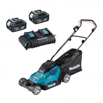 Rasenmäher 43cm 2x18V + 2 Akkus 5.0Ah + Ladegerät Makita DLM432CT2