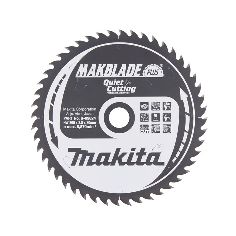 MAKBLADE+ Kreissägeblatt 260/30 für Tischkreissäge Makita MAKBLADE+ Kreissägeblatt 260/30 für Tischkreissäge Makita