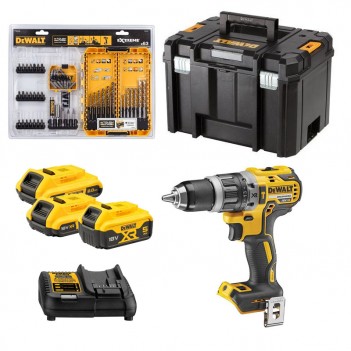 Perceuse/Visseuse à percussion XR 18V + 3 Accus + Accessoires DCD796 DeWalt