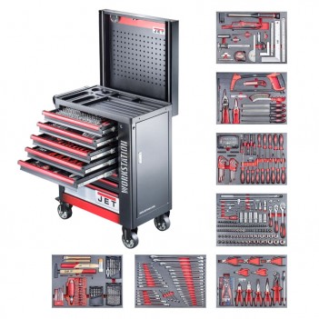 Werkstattwagen 1/4" + 3/8" + 1/2", 412-teilig TT-412-WKS Jet