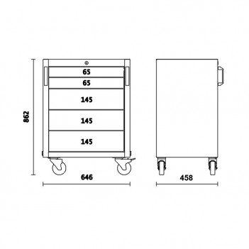 Servante mobile avec 5 tiroirs, pour ameublement C45PRO, C45PRO C5 Beta
