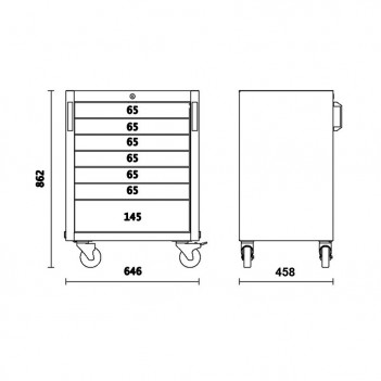 Servante mobile avec 7 tiroirs, pour ameublement C45PRO, C45PRO C7 Beta