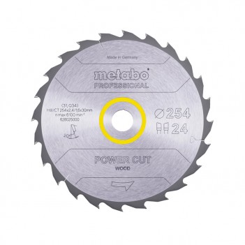 Lame de scie POWER CUT WOOD - PROFESSIONAL, 254x30, Z24 WZ 20° Metabo