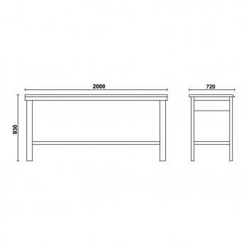 Werkbank mit Arbeitsfläche aus Holz 2000x930x720 mm Beta