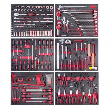 Werkzeugsatz 6 Schubladen, EVA, 1/4"+ 3/8"+ 1/2", 280 Stk. Kraftwerk
